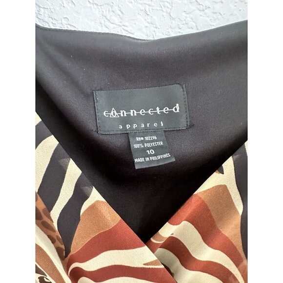 Connected Apparel Sleeveless Brown Empire Waist Floral Cottage Earthy Fall Sz 10 - Picture 2 of 5